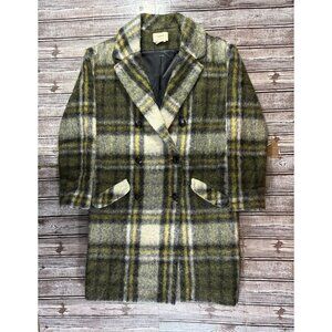 BA&SH Plaid Peacoat Wool Alpaca blend size 0 UK 4 US color Green Yellow